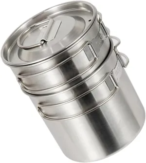 Picnic Large Cup Stainless Steel Folding Pot Set Camping Mug Set Handle