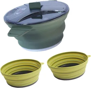 Picnic Pot and Bowls Set Folded Cooking Cutlery Set for Backpacking Fishing
