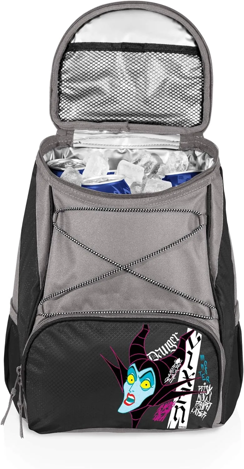 PICNIC TIME Disney Princess Sleeping Beauty Maleficent PTX Backpack Cooler, Soft Cooler Backpack, Insulated Lunch Bag, (Black with Gray Accents)