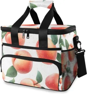 Pink Peaches Fruit Cooler Bag Insulated Cooler Soft Sided Cooler 24 Can Portable Picnic Bag Large Leakproof Lunch Bag Box for Beach Grocery Camping Travel Car Men Women