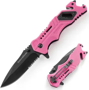 Pink Pocket Knife for Women – 3'' Serrated Folding Blade, 440 Stainless Steel Compact Tool for Cutting, Opening & EDC | Hiking, Camping, Small gift
