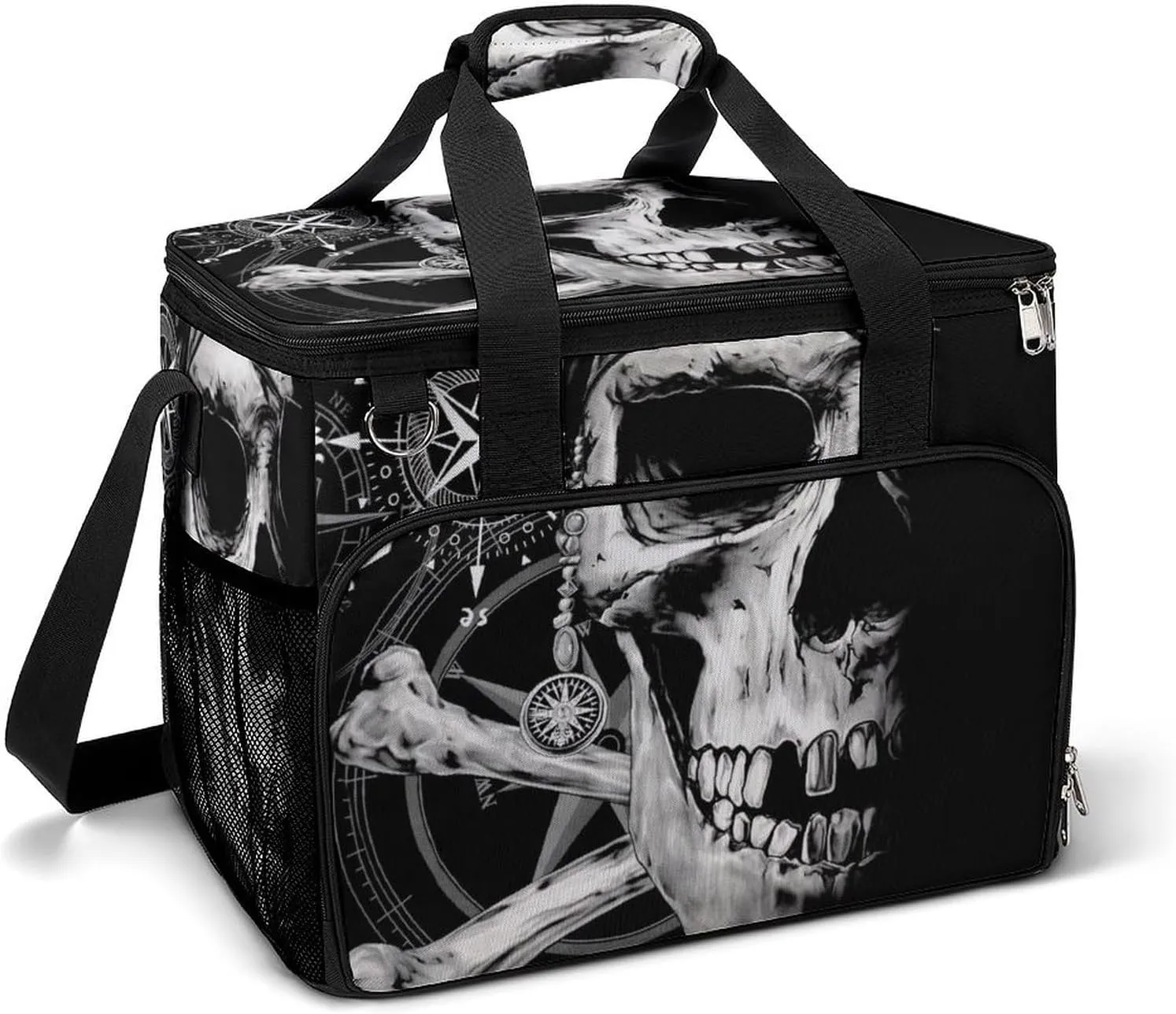 Pirate and Skull Compass Backpack Camping Cooler Leak Insulated Waterproof Portable Cooler Bag with Handle Shoulder Strap