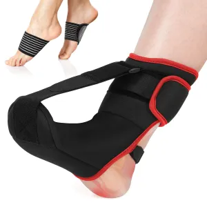 Plantar Fasciitis Night Splint Sock: Soft Plantar Fasciitis Brace with Arch Support for Sleeping Achilles Tendonitis Foot Drop Heel Pain - Plantar Fasciitis Relief for Women and Men Black-Red (Small)