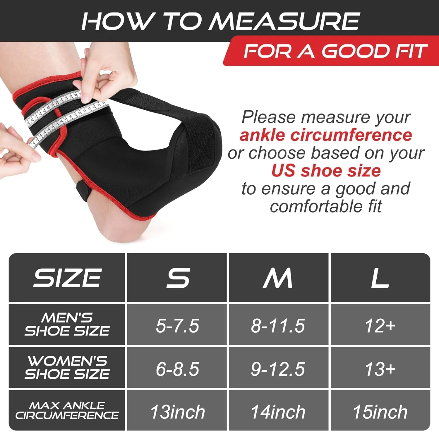 Plantar Fasciitis Night Splint Sock: Soft Plantar Fasciitis Brace with Arch Support for Sleeping Achilles Tendonitis Foot Drop Heel Pain - Plantar Fasciitis Relief for Women and Men Black-Red (Small)
