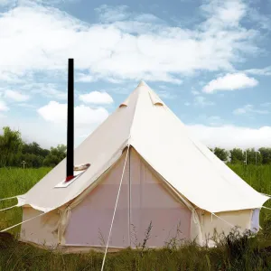 PlayDo 3M/9.8ft 4 Season Cotton Canvas Bell Tent Camping Yurt Tent Huning Wall Tent with Top Stove Hole for 2 Person