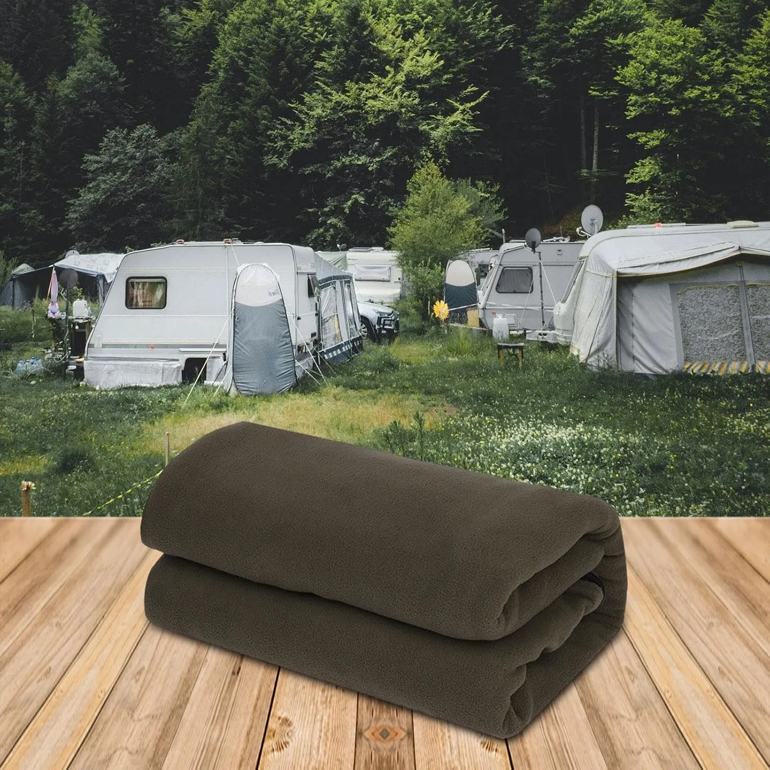 Polar Fleece Sleeping Bag Liner Camping Blanket Sleeping Sheet Zipper Single Sleeping Bag for Hiking Mountaineering Trekking