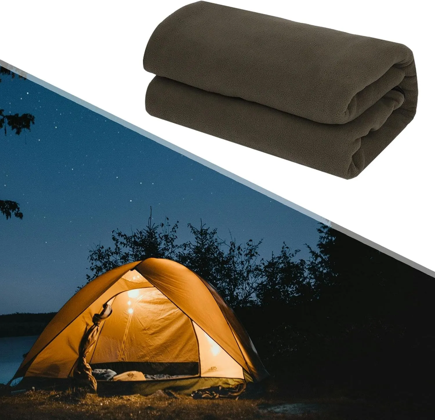 Polar Fleece Sleeping Bag Liner Camping Blanket Sleeping Sheet Zipper Single Sleeping Bag for Hiking Mountaineering Trekking