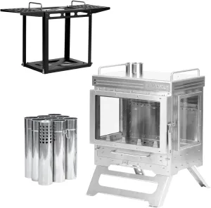 POMOLY Camping Tent Stove Dweller Max 3 Wood Stove and Stove Frame Base