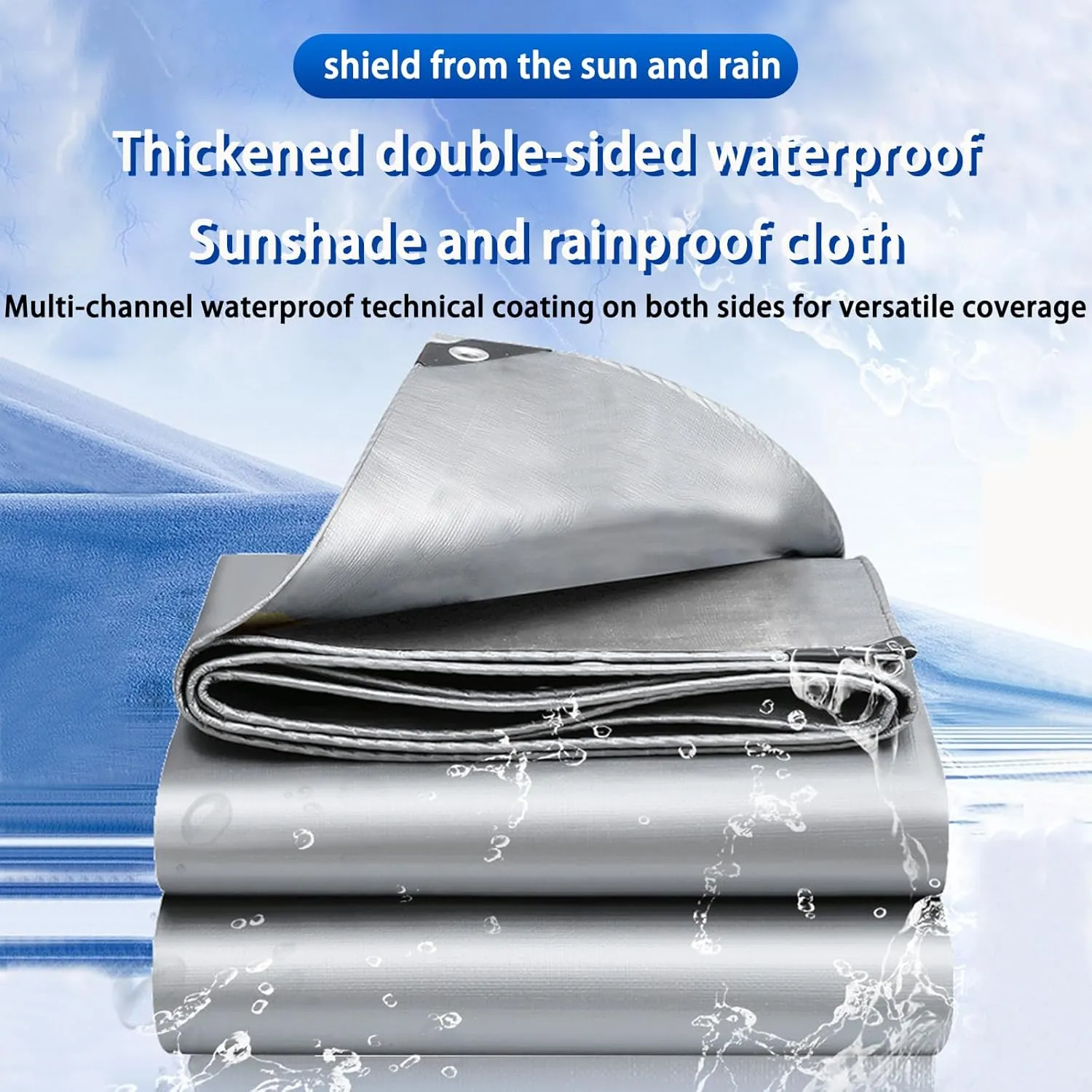 Pool Tarp Tarps Heavy Duty Waterproof Long Tarp Waterproof Tarps for Outdoors Car Tarp Waterproof Canvas Tarp Silver 4 * 4M/13.12 * 13.12FT