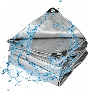 Pool Tarp Tarps Heavy Duty Waterproof Long Tarp Waterproof Tarps for Outdoors Car Tarp Waterproof Canvas Tarp Silver 4 * 4M/13.12 * 13.12FT