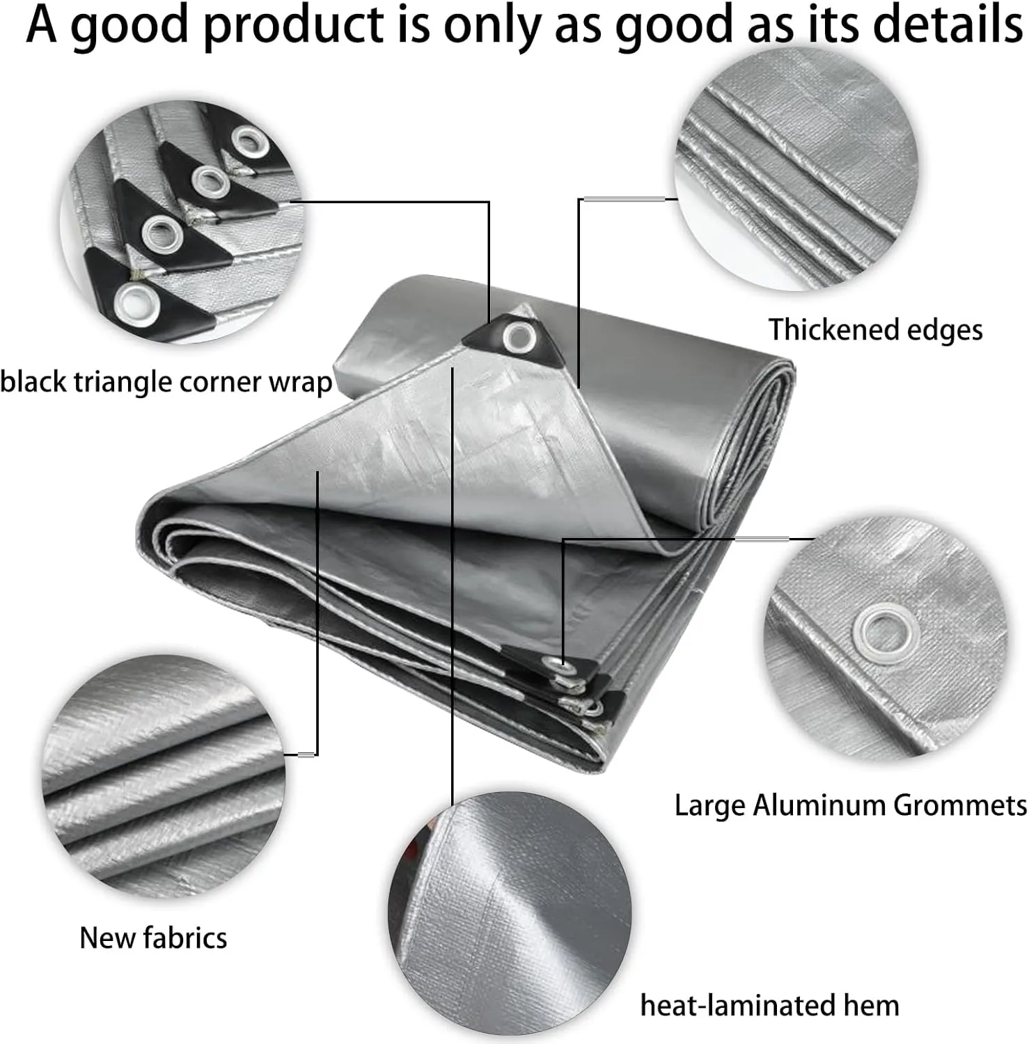 Pool Tarp Tarps Heavy Duty Waterproof Long Tarp Waterproof Tarps for Outdoors Car Tarp Waterproof Canvas Tarp Silver 4 * 4M/13.12 * 13.12FT