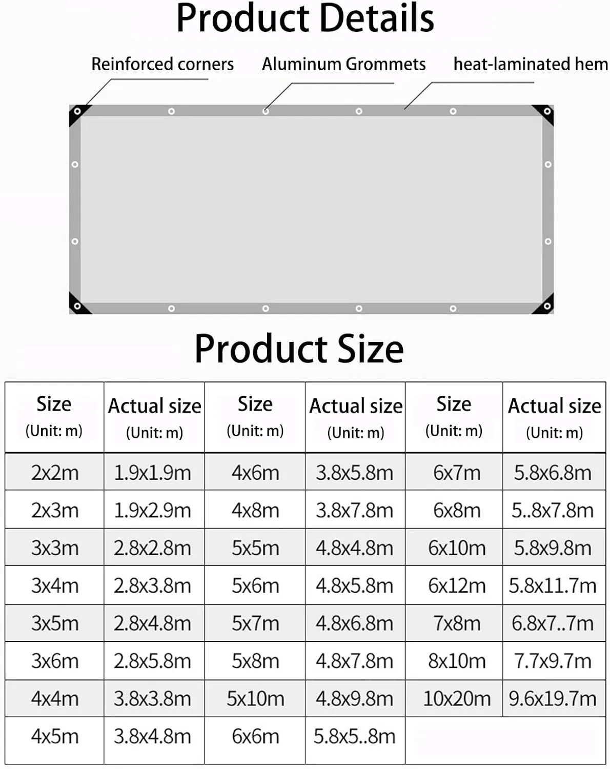 Pool Tarp Tarps Heavy Duty Waterproof Long Tarp Waterproof Tarps for Outdoors Car Tarp Waterproof Canvas Tarp Silver 4 * 4M/13.12 * 13.12FT