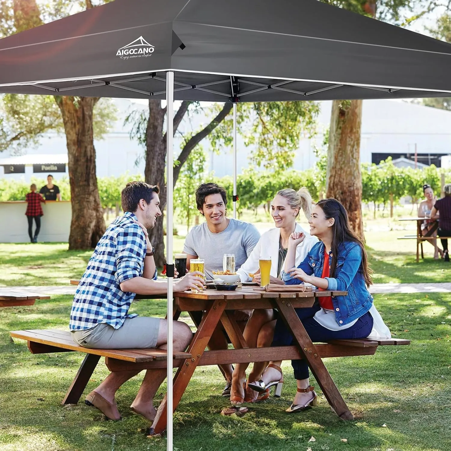 Pop up Canopy Tent,10x10 Instant Outdoor Canopy for Parties with Wheeled Bag(Grey)