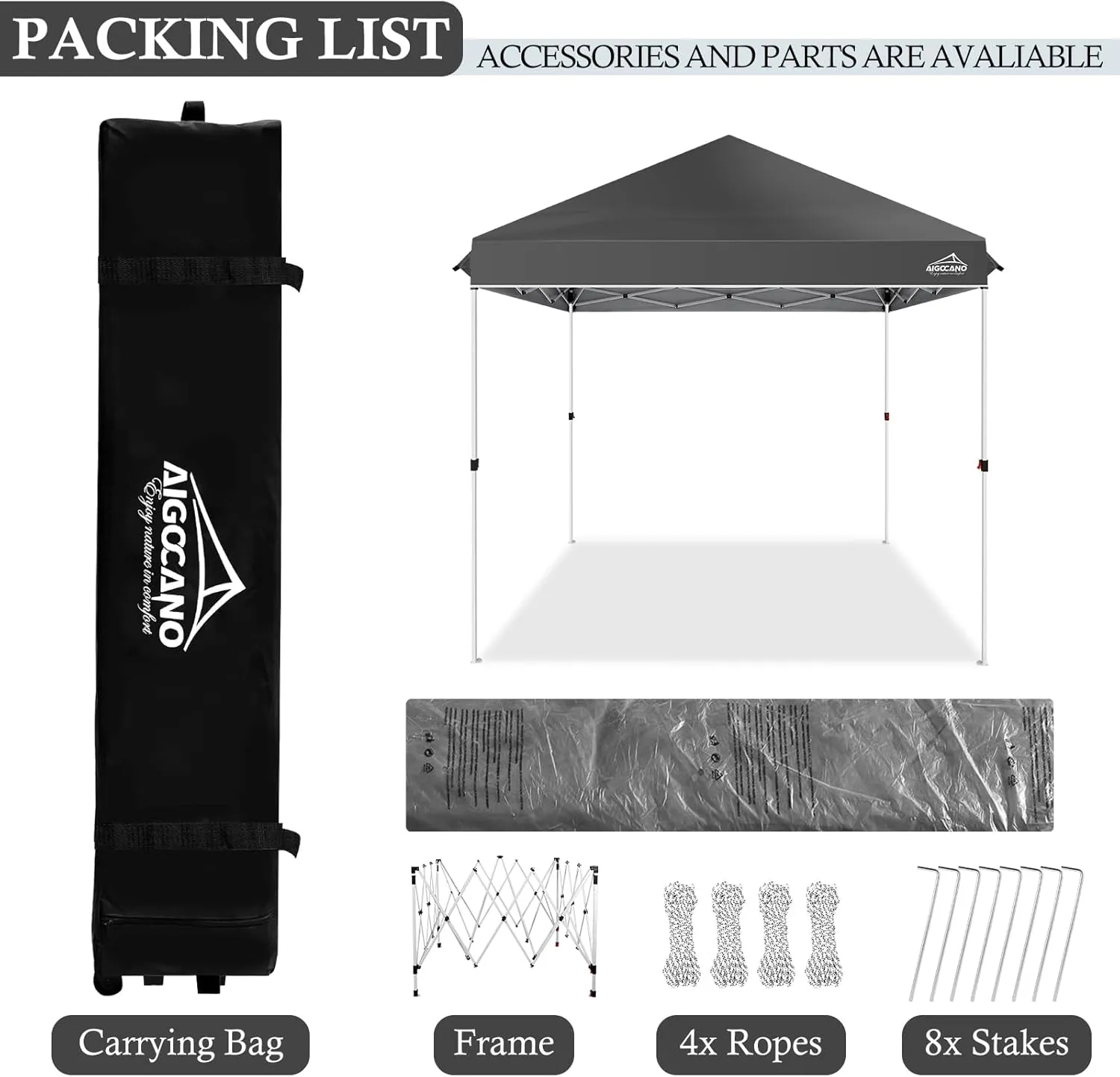 Pop up Canopy Tent,10x10 Instant Outdoor Canopy for Parties with Wheeled Bag(Grey)