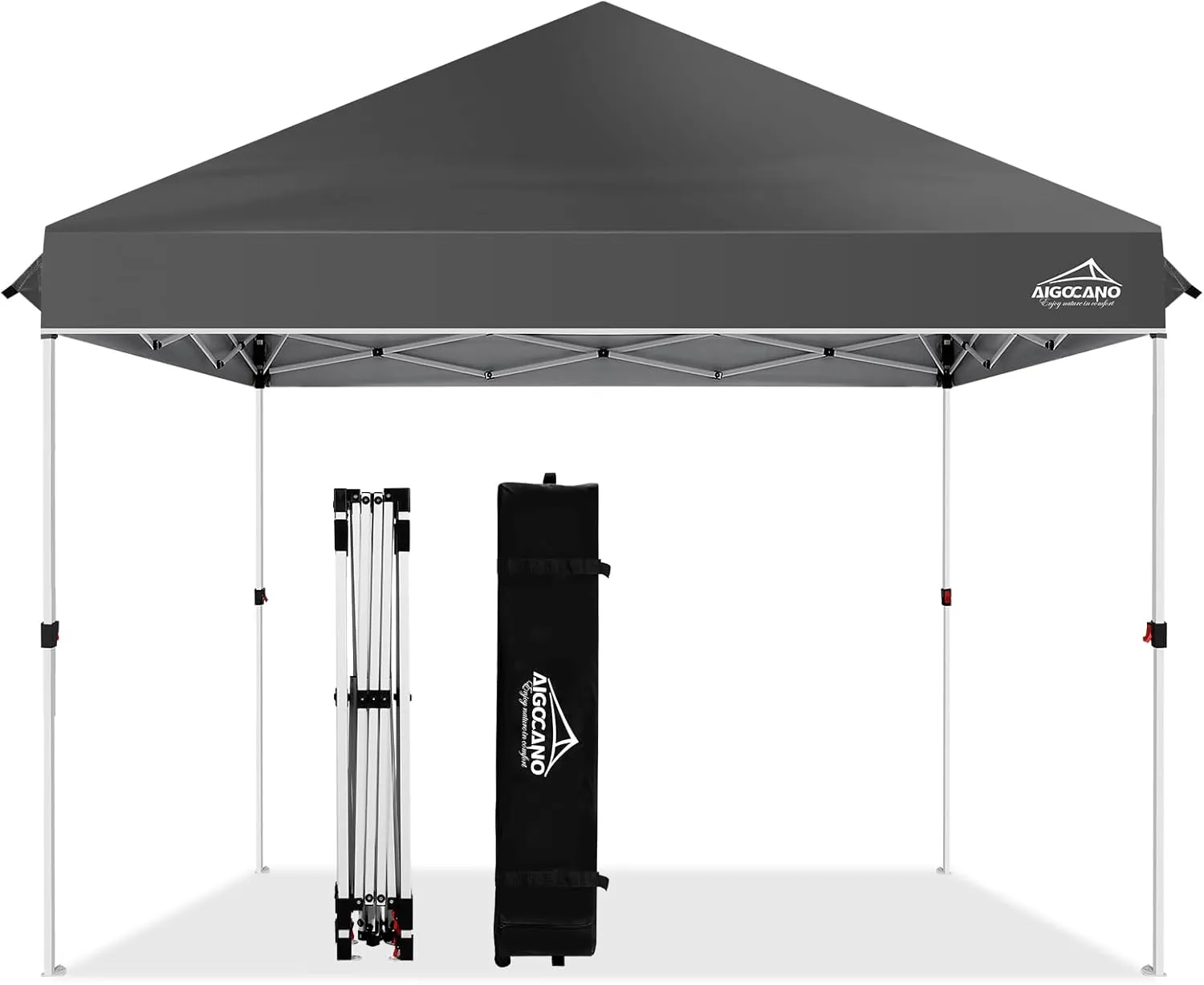 Pop up Canopy Tent,10x10 Instant Outdoor Canopy for Parties with Wheeled Bag(Grey)