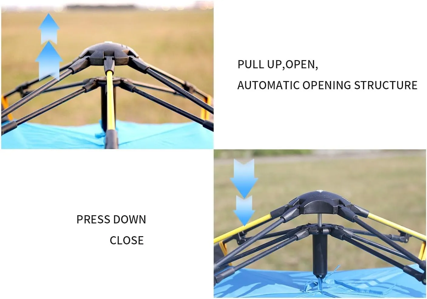 Pop Up Tent 3-4 Person for Family Camping, Automatic Quick Setup Tent with Double Layer, Waterproof & Windproof Portable for Car Camping, Beach, Outdoor Hiking