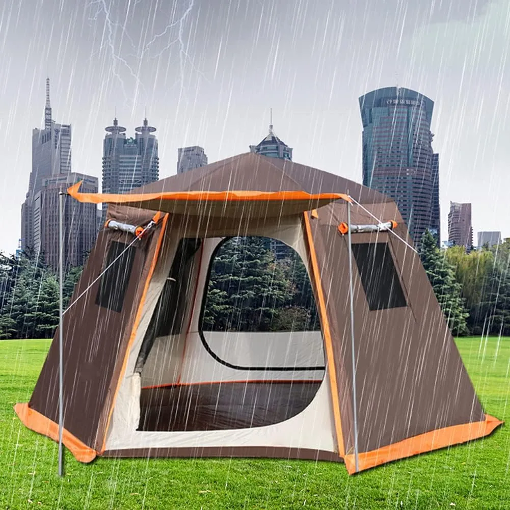 Pop Up Tent 3-8 Person Beach Tent Sun Shelter Outdoor Camping Family Tent Instant Tent Easy Set Up for Camping Backpacking Hiking Mountaineering, 5, Brown