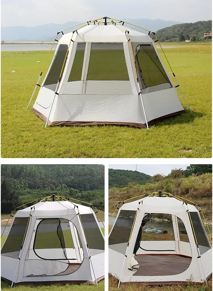 Pop Up Tent 3-8 Person Beach Tent Sun Shelter Outdoor Camping Family Tent Instant Tent Easy Set Up for Camping Backpacking Hiking Mountaineering, 5, Brown
