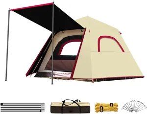 Pop Up Tents for Camping 3-4 Persons Double Layer Instant Tent Automatic Portable Cabana Beach Tent for Outdoor Hiking Fishing