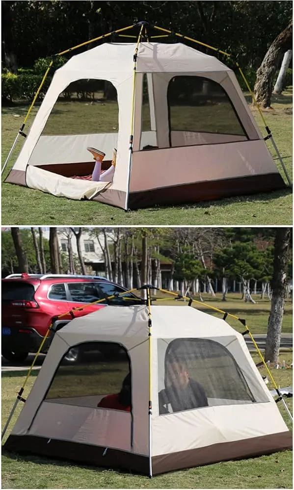 Pop Up Tents for Camping 3-4 Persons Double Layer Instant Tent Automatic Portable Cabana Beach Tent for Outdoor Hiking Fishing