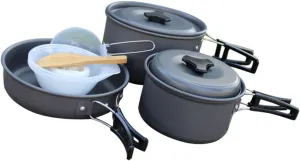 POPETPOP 1Set Portable Folding Camping Cookware Kit for People Lightweight Outdoor Cooking with Pots and Frying Pan for Hiking Backpacking and Picnics