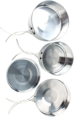 POPETPOP 4pcs Stainless Steel Camping Cookware Set Durable Portable Cooking Pans for Outdoor Use Lightweight Kitchenware for Hiking and Backpacking Essential Cookware for People