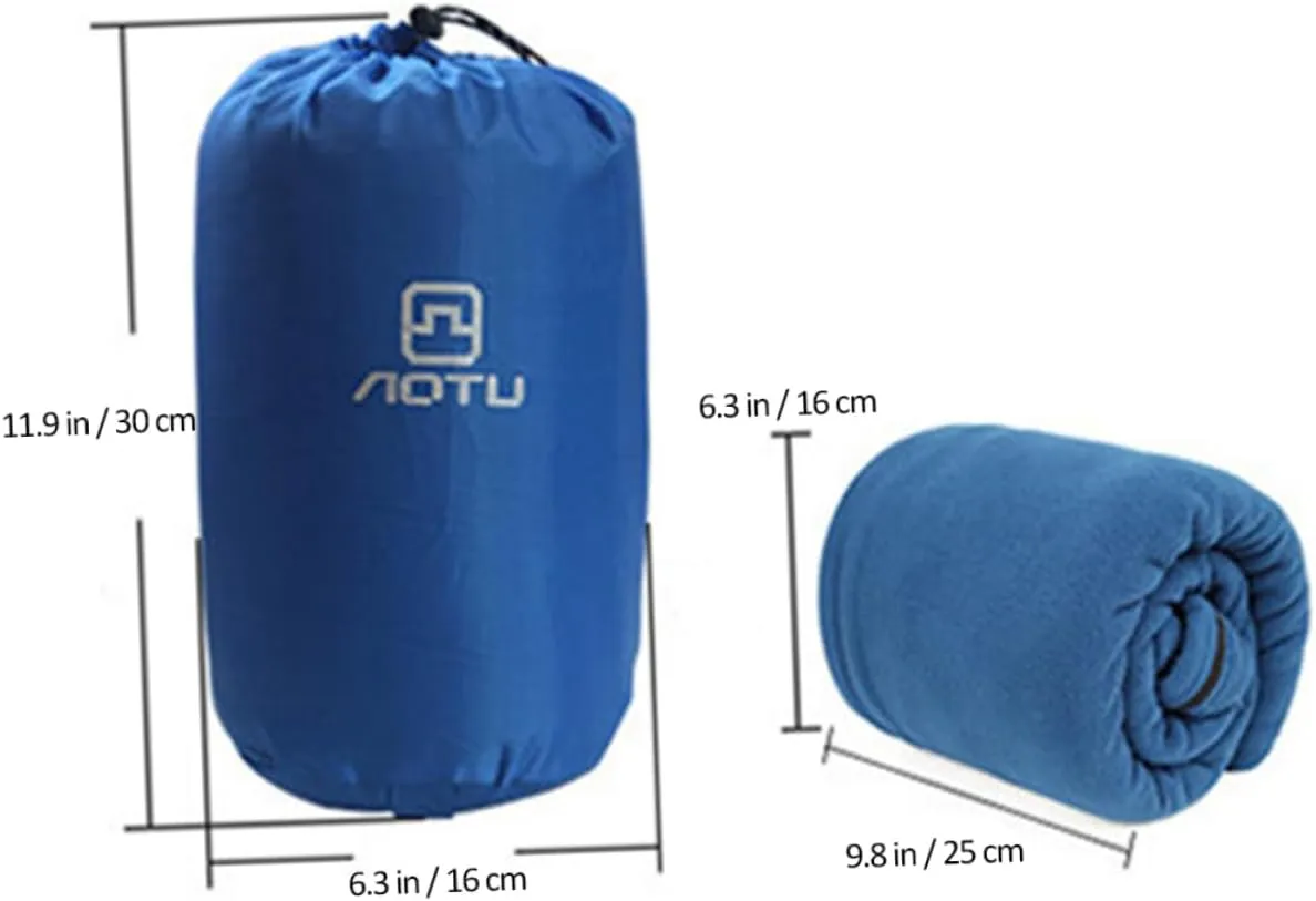 POPETPOP Outdoor Sleeping Bags for Adults Fleece Winter Cool Weather Camping Blue