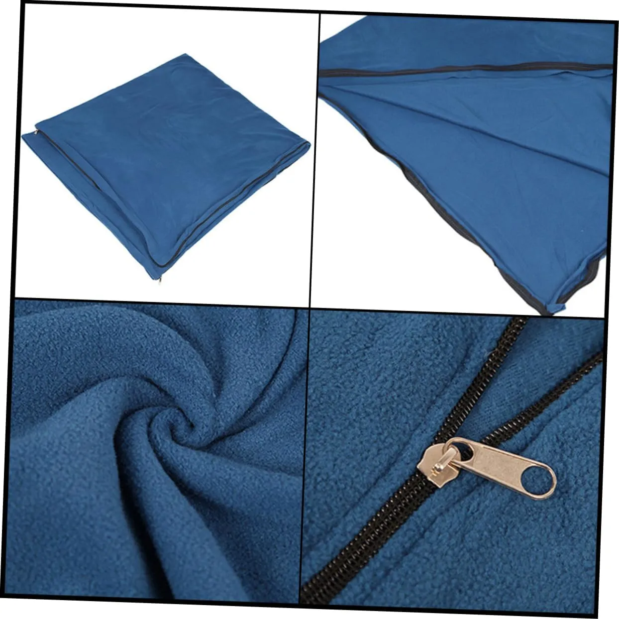 POPETPOP Outdoor Sleeping Bags for Adults Fleece Winter Cool Weather Camping Blue
