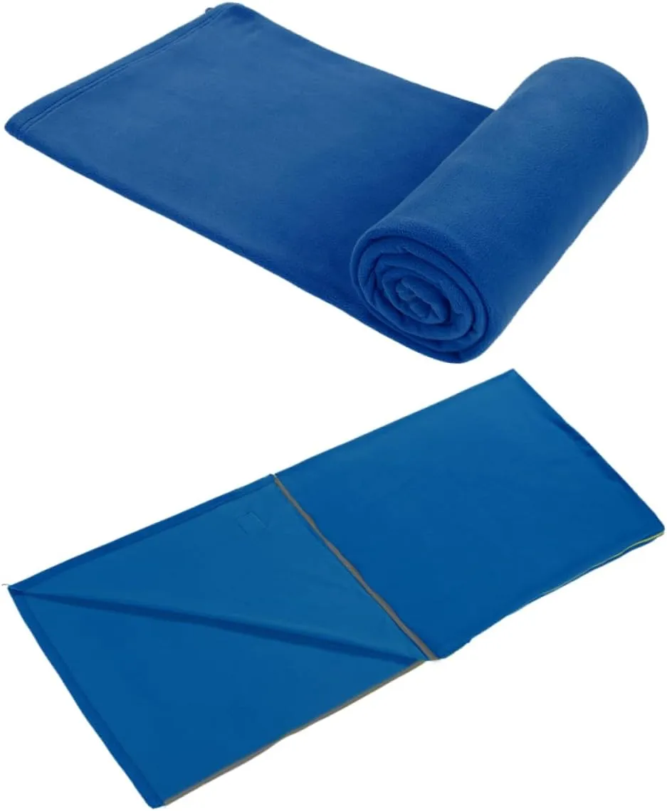 POPETPOP Outdoor Sleeping Bags for Adults Fleece Winter Cool Weather Camping Blue