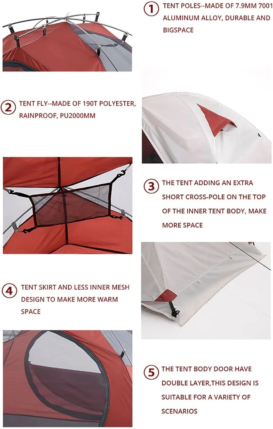Portable 4 Season Ultralight Waterproof Campitent, Backpackitent, 2 People Double Layer All Weather Easy Setup Tents for Outdoor Survival, Hiking, Backpack Travel, Mountaineering (