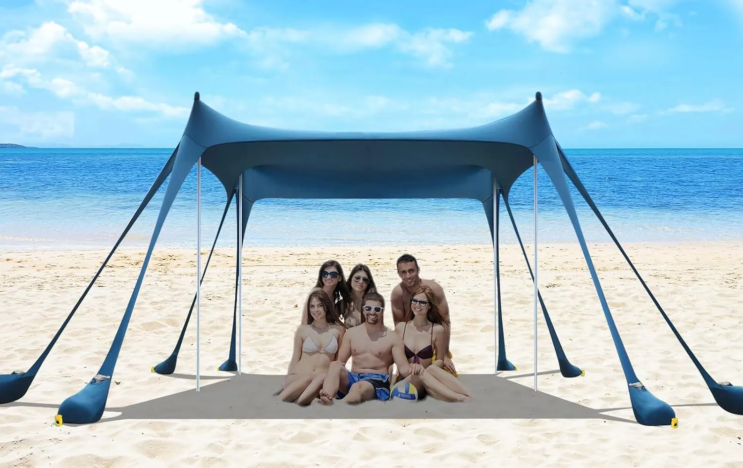 Portable Beach Tent Sun Shelter UV Protection Beach Canopy Sun Shade for Camping, Family Tent, Quick Setup Outdoor Shade Canopy(Navy)