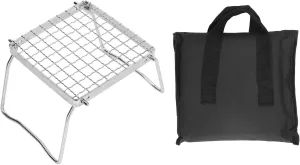 Portable Campfire Grill Silver Stainless Steel Camping Rack Mini Folding Grill for Outdoor Picnics BBQs Camping Beach