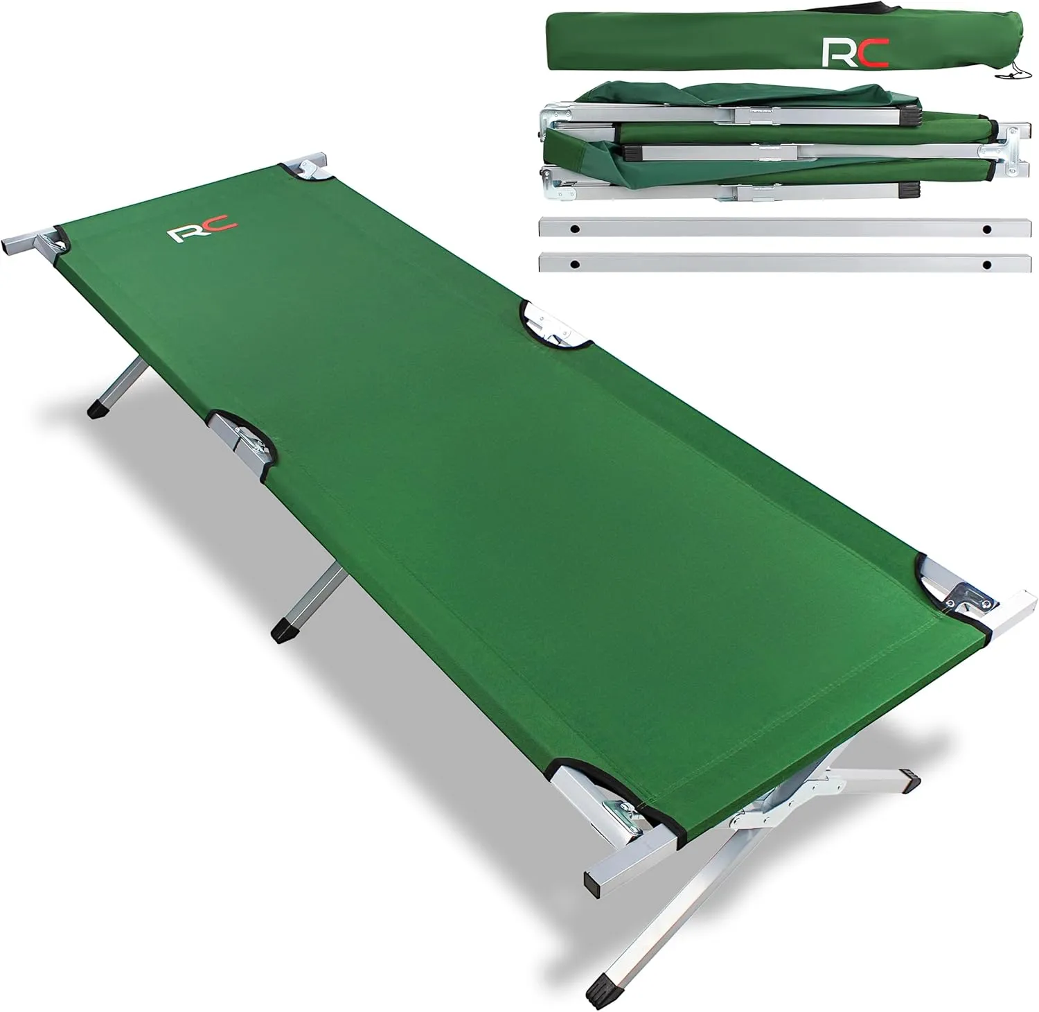 Portable Camping Cot Adult Folding Bed - Green 6.2ft Backpacking Tent Cots Camping Furniture Sleeping Fold Up Bed