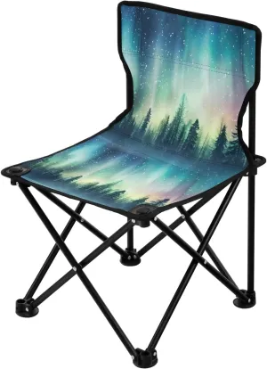 Portable Camping Folding Chairs Foldable Chair Small Aurora Forest Snow Lightweight Backpacking Outdoor Outside Fishing