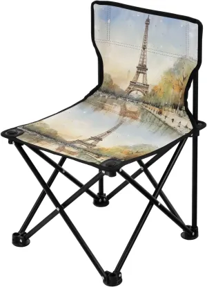 Portable Camping Folding Chairs Foldable Chair Small Eiffel Tower Vintage Lightweight Backpacking Outdoor Outside Fishing