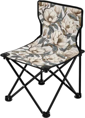 Portable Camping Folding Chairs Foldable Chair Small Mangnolia Flower Lightweight Backpacking Outdoor Outside Fishing