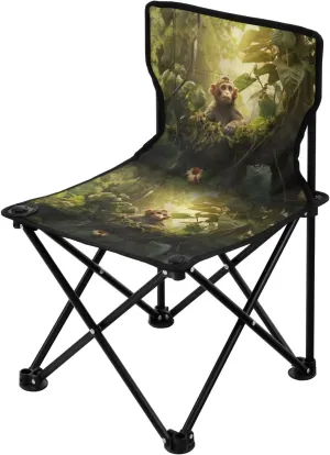 Portable Camping Folding Chairs Foldable Chair Small Monkey Forest Lightweight Backpacking Outdoor Outside Fishing