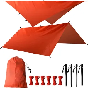 Portable Camping Tarp, Waterproof Hammock Rain Fly Tarp Canopy, Lightweight Ground Cloth Shelter for Camping, Backpacking and Outdoor Adventure