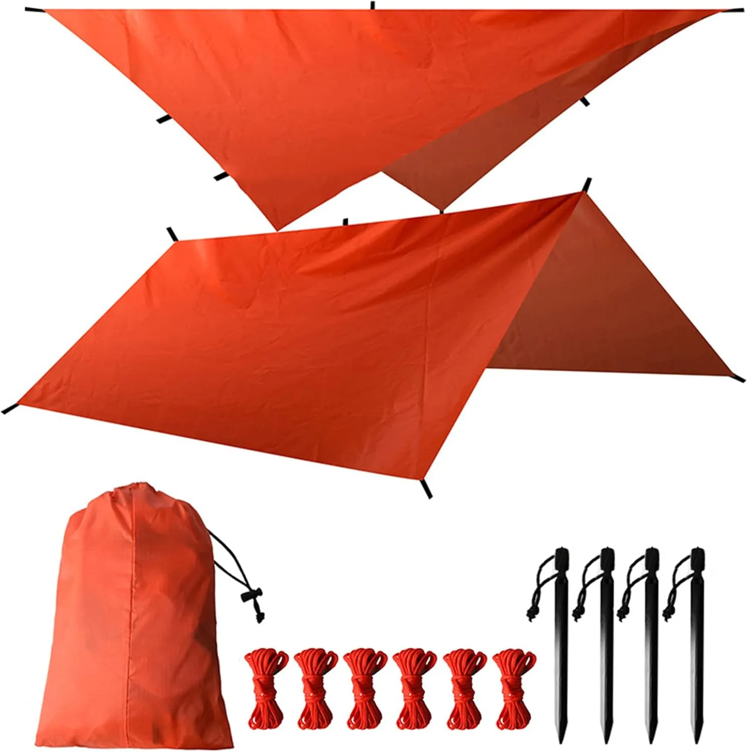 Portable Camping Tarp, Waterproof Hammock Rain Fly Tarp Canopy, Lightweight Ground Cloth Shelter for Camping, Backpacking and Outdoor Adventure