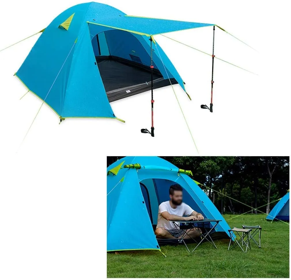 Portable Campitent Double Layer Waterproof Sunscreen 2-4 Man Outdoor Light Family Tent,3 Sizes (a 4 Man)