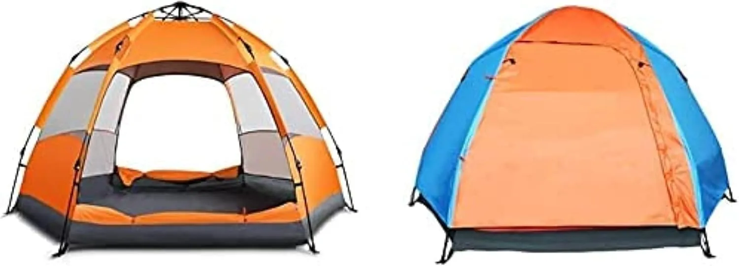 Portable Campitents Shelters Ultra Large Pop up Campitent for 5 to 7 Person, Automatic Openihexangular Hydraulic Double Layer Tent, Trekkiand Camping (B a)