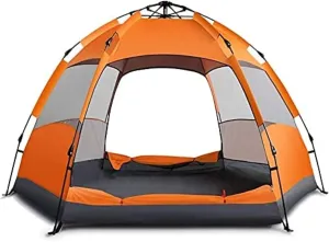 Portable Campitents Shelters Ultra Large Pop up Campitent for 5 to 7 Person, Automatic Openihexangular Hydraulic Double Layer Tent, Trekkiand Camping (B a)