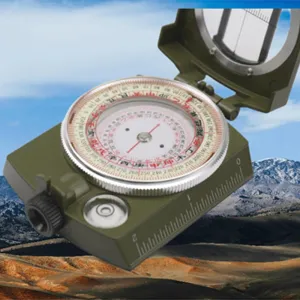 Portable Compass Hiking Survival 360 Rotatable Navigation Device with Night Vision Sighting Clinometer Lanyard Carry Bag Feng Shui Compass for Outdoor Enthusiasts Green Zinc