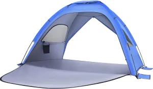 Portable Double-Door Beach Tent UPF Sun Shade Shelter for Family Camping Lightweight Carrying Bag Accommodates People Easy Setup Ventilated Design Navy