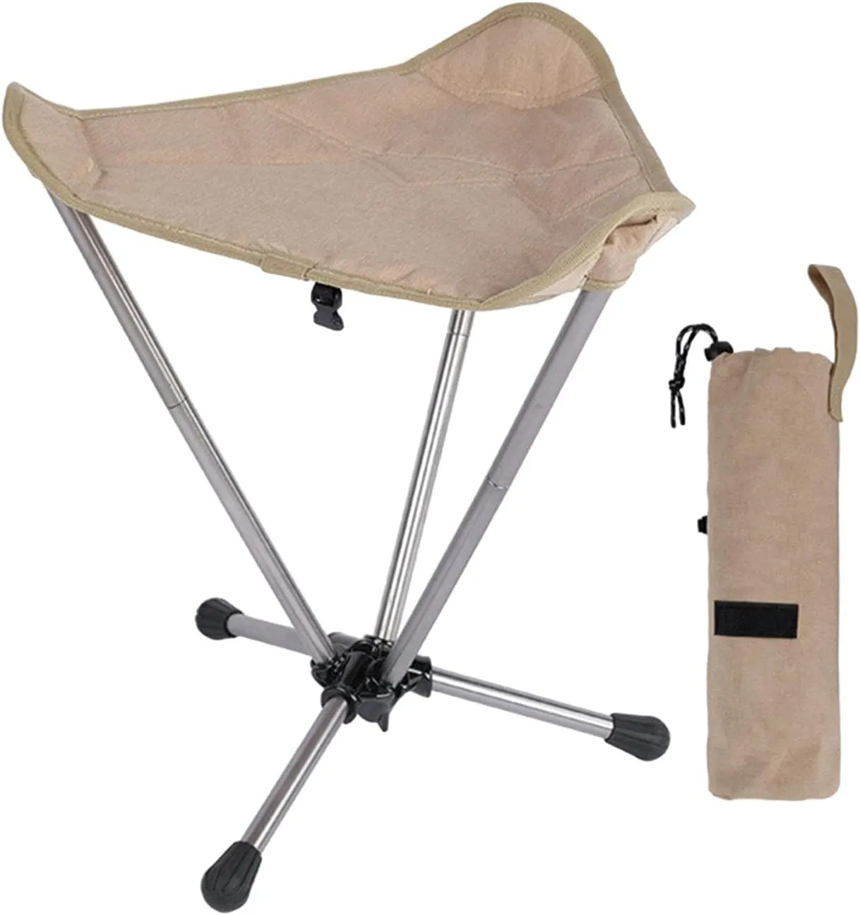 Portable Fishing Chair Compact Folding Stool for Outdoor Activities, Khaki