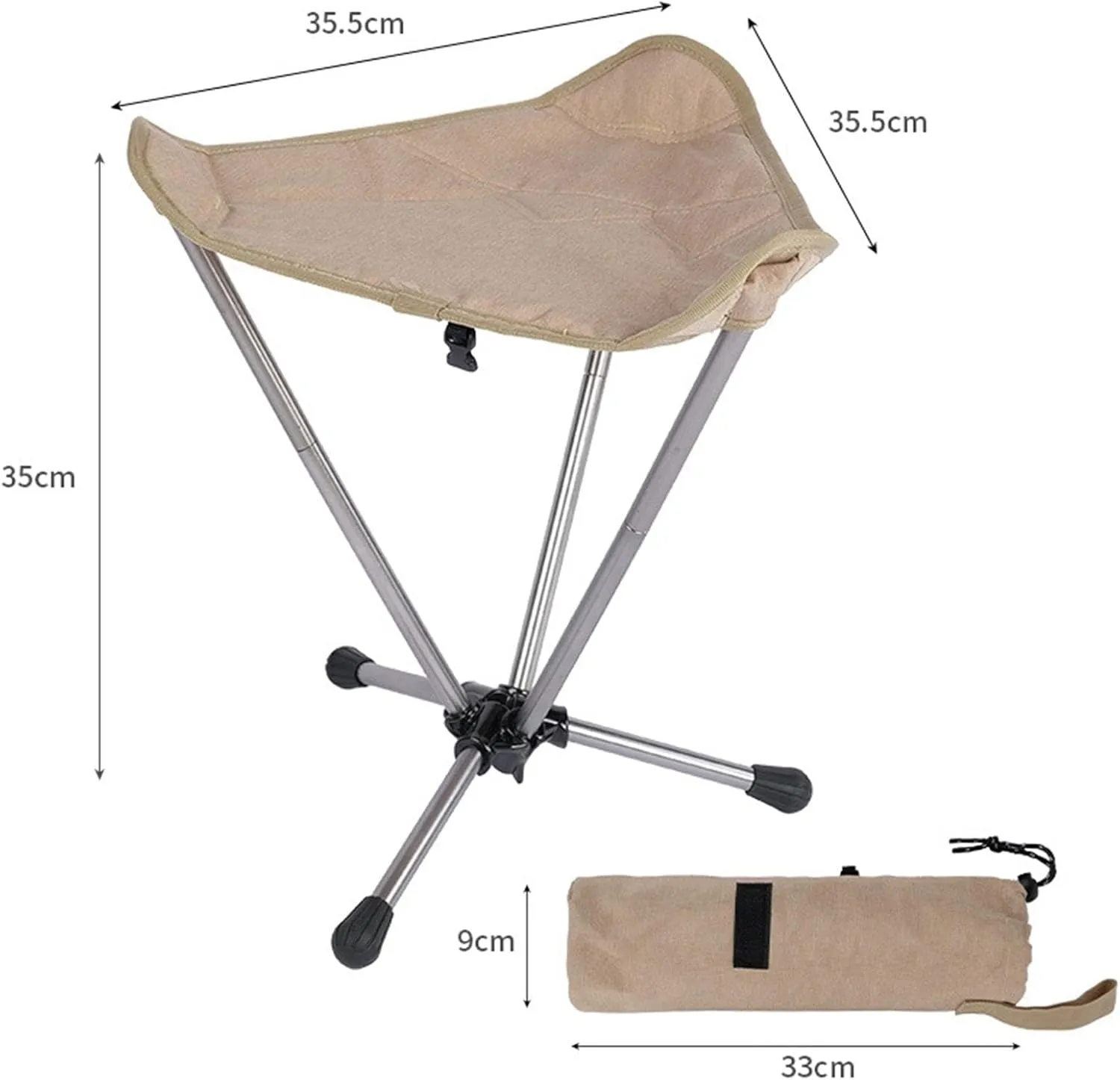 Portable Fishing Chair Compact Folding Stool for Outdoor Activities, Khaki