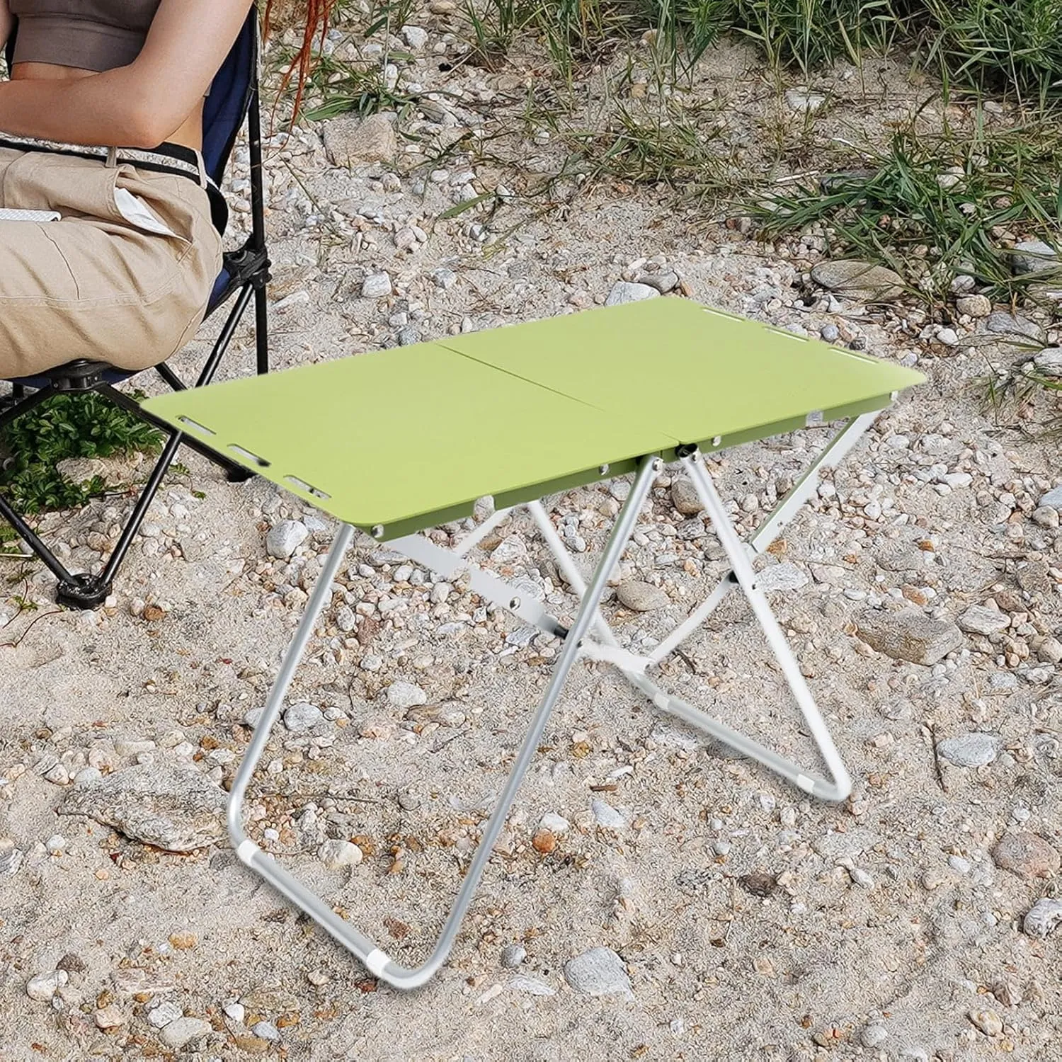 Portable Folding Table for Outdoor Dining and Camping Trips, Green