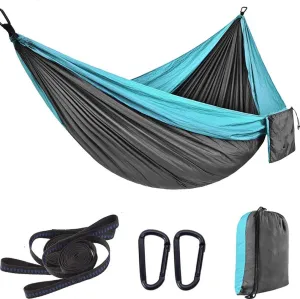 Portable Hammock Camping Double & Single with 2 Tree Straps, Lightweight Nylon Travel Hammocks for 450Lbs Capacity, for Outdoor Backpacking Backyard Hiking