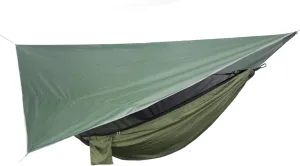 Portable Nylon Camping Hammock with Mosquito Net and Hydro-Proof Rain Fly Canopy Tarp for Outdoor Hanging Bed Sleeping(Green)