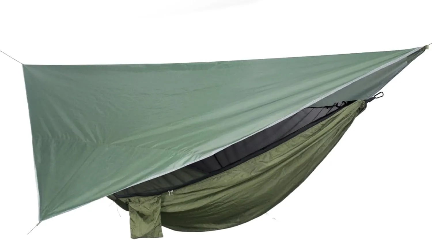 Portable Nylon Camping Hammock with Mosquito Net and Hydro-Proof Rain Fly Canopy Tarp for Outdoor Hanging Bed Sleeping(Green)